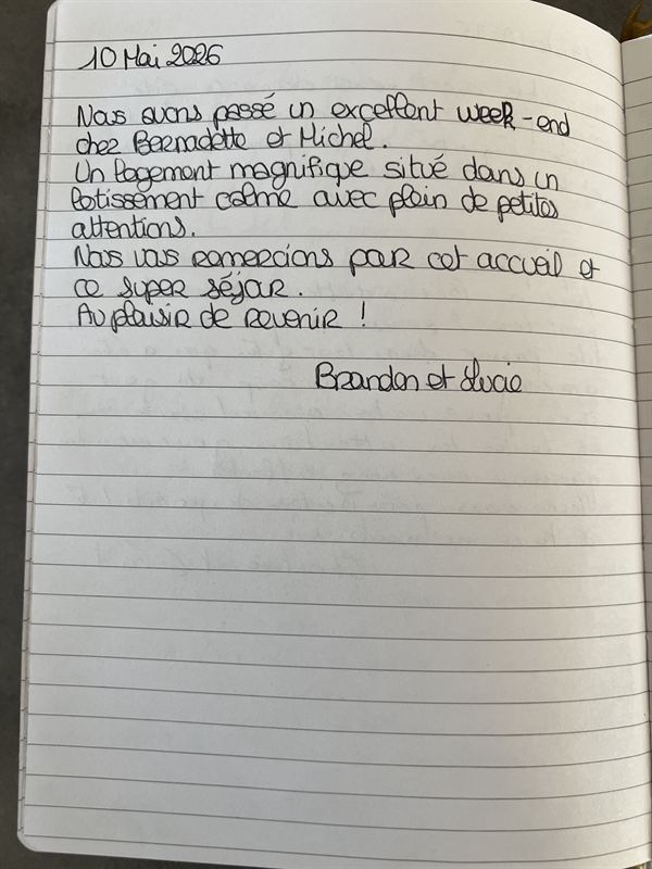 Avis manuscrit laissé par Brandon et Lucie — mai 2026