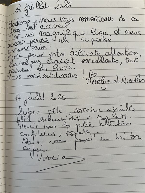 Avis manuscrit laissé par Roselys et Nicolas, Vincia — juillet 2026